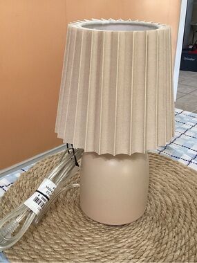 Room Essentials Beige Pleated Mini Table Lamp